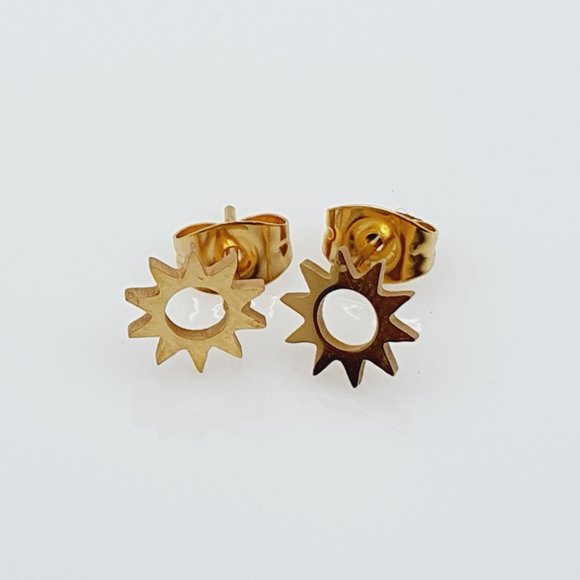 "Trendy Sun Stainless Steel Stud Earrings for Teens Girls/Women, MNL1113GL - Picture 6 of 9